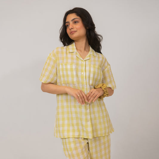 Linen checks -Lemon