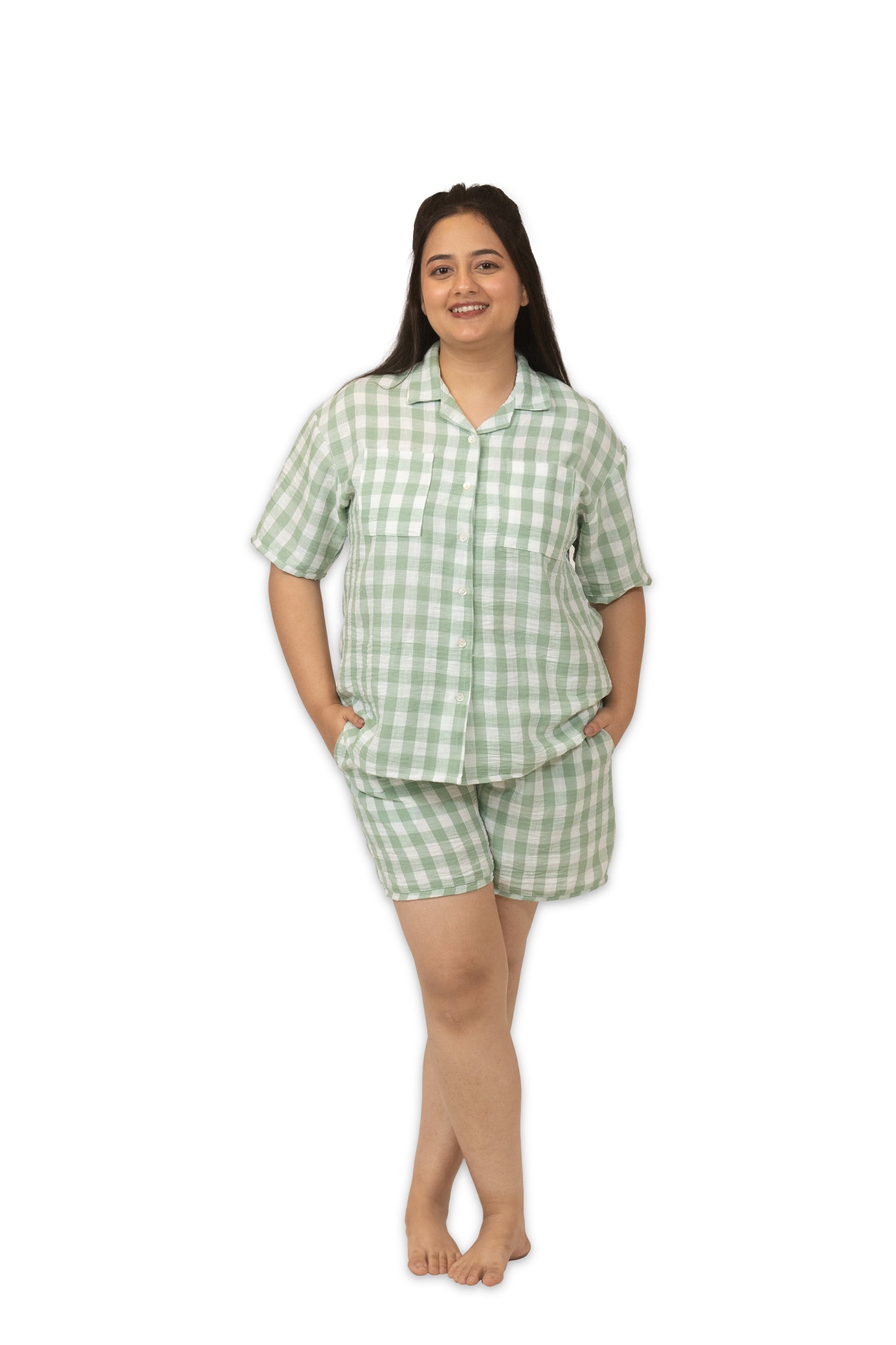 Linen checks -Meadow