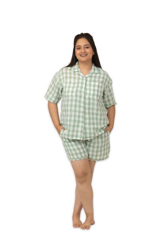 Linen checks -Meadow