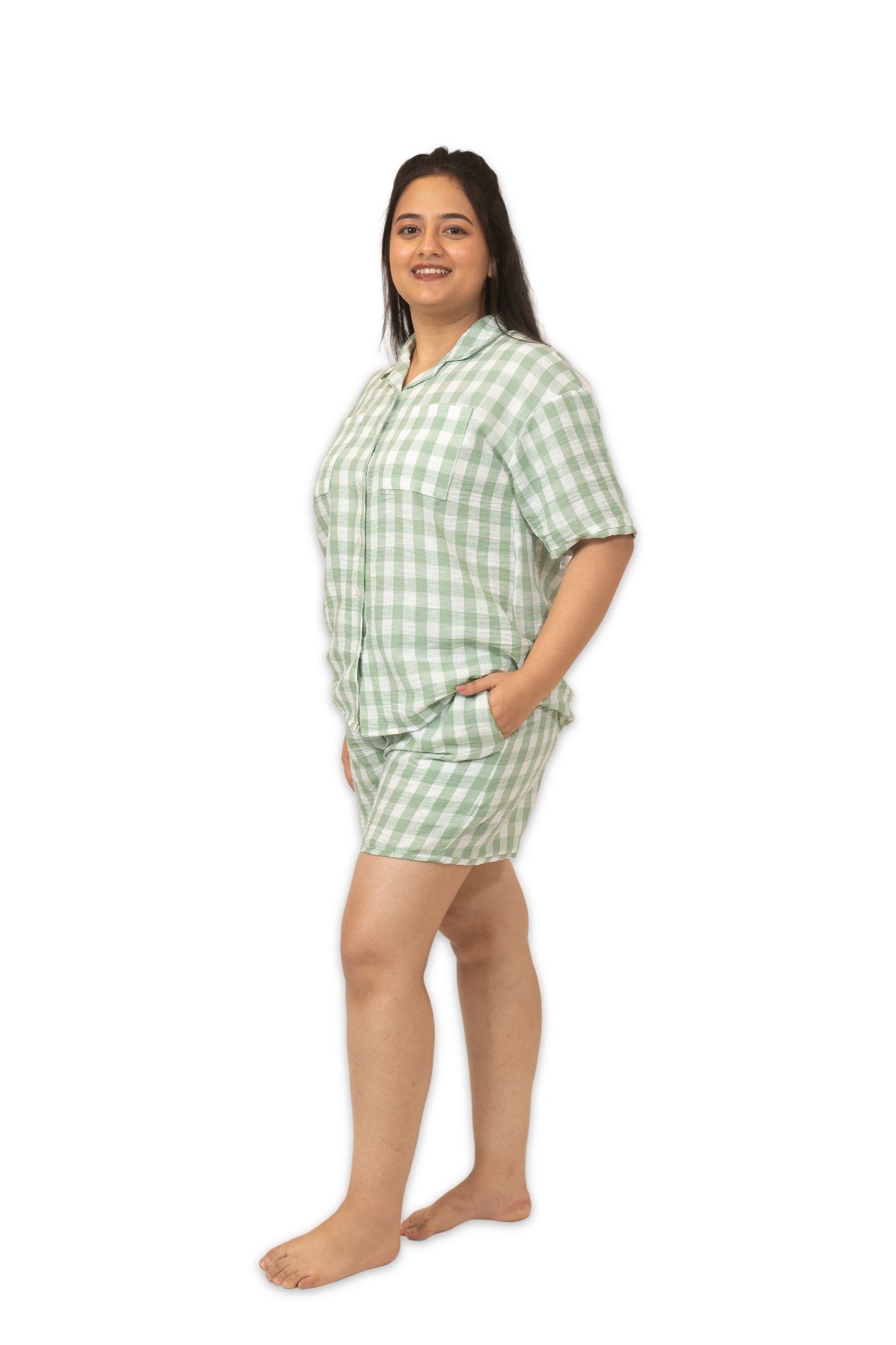 Linen checks -Meadow