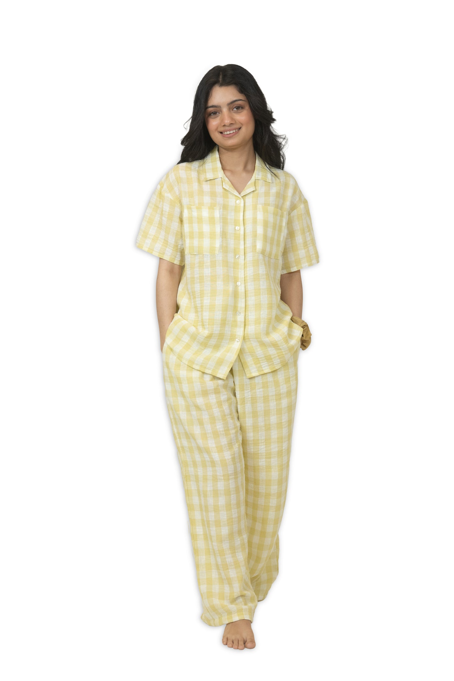 Linen checks -Lemon