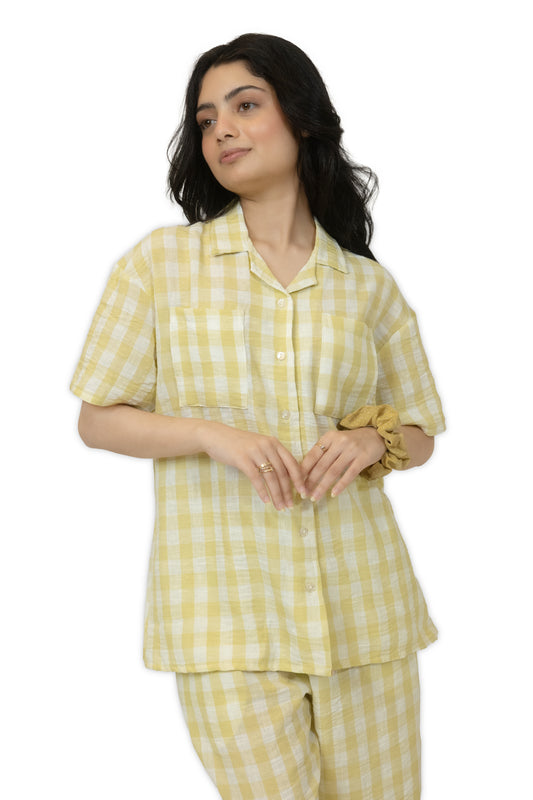 Linen checks -Lemon